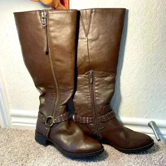 Sam Edelman Circus Below Knee Brown Leather Riding Boots Womens - Picture 1 of 6